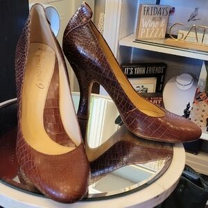 Boutique 9 Brown Heels with Glossy Finish and Stiletto Heel